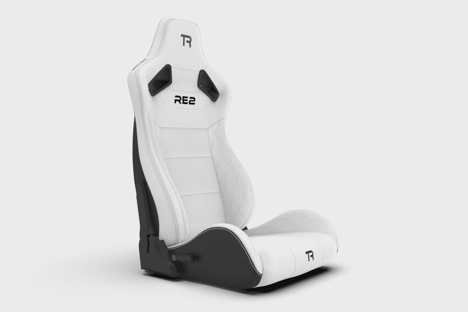 RE2 Dual-Lock Reclining Sim Racing Seat - White Diamond-Stitched Leather-Style