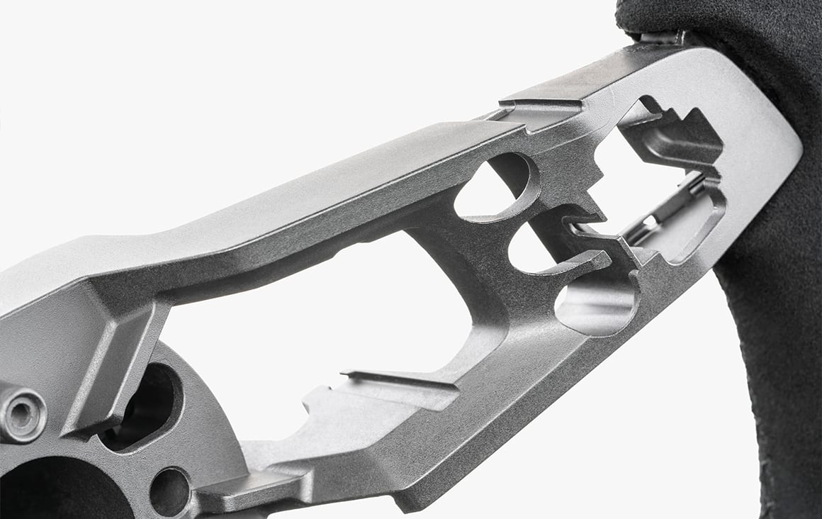 Cast aluminum frame.