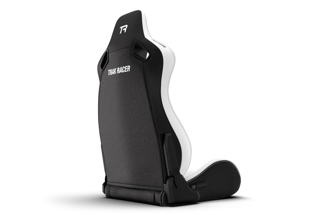 RE2 Dual-Lock Reclining Sim Racing Seat - White Diamond-Stitched Leather-Style