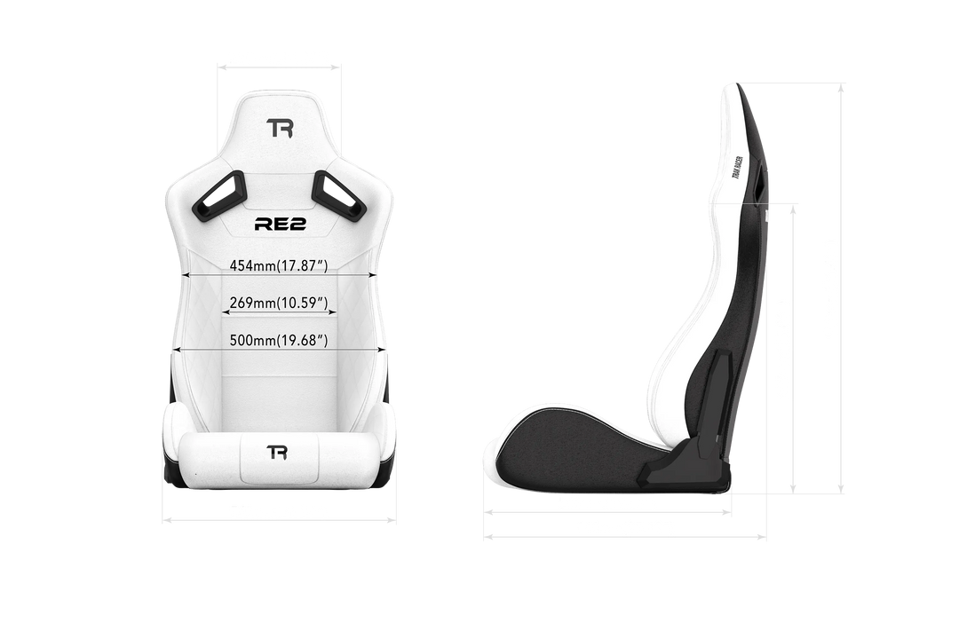 RE2 Dual-Lock Reclining Sim Racing Seat - White Diamond-Stitched Leather-Style