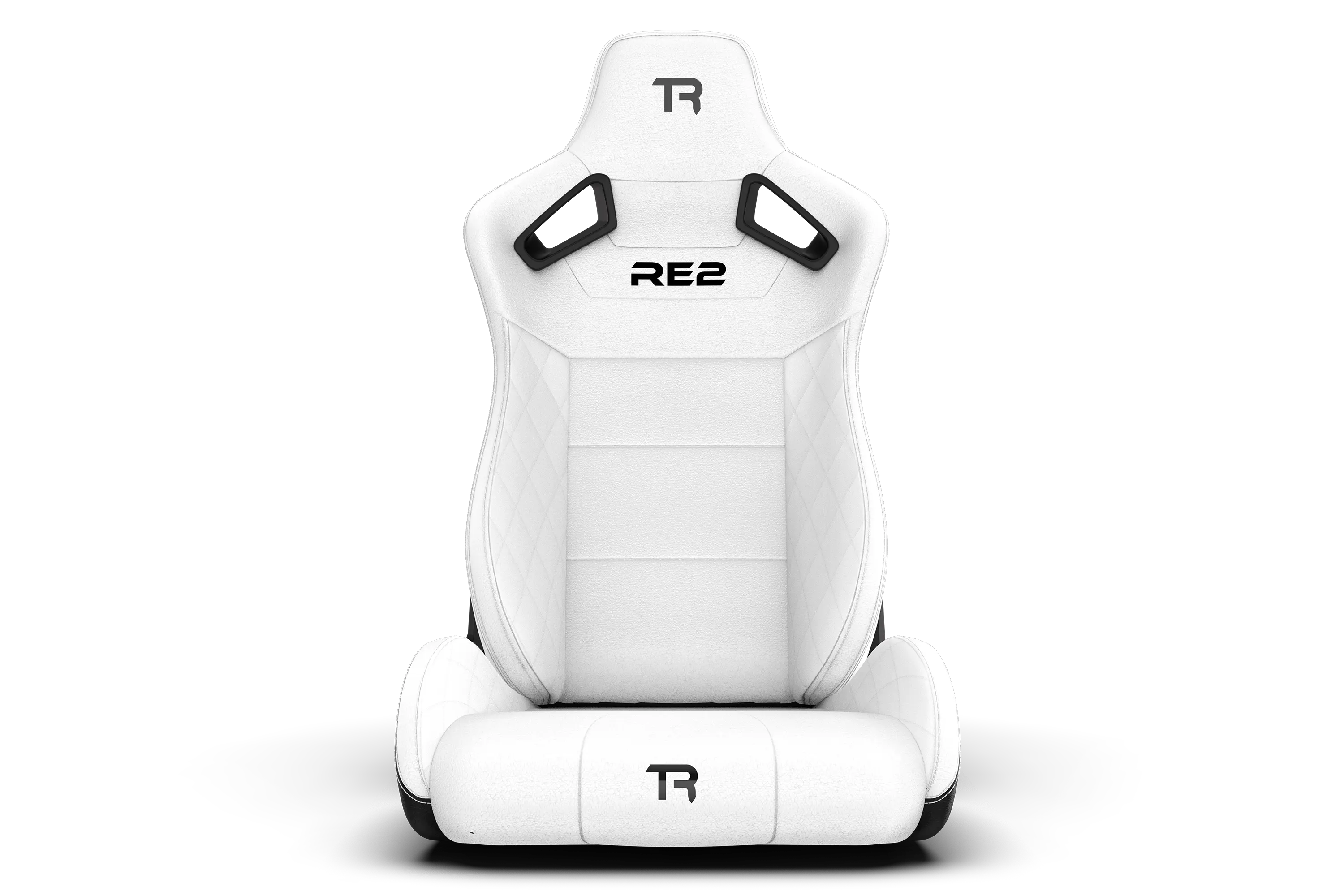RE2 Dual-Lock Reclining Sim Racing Seat - White Diamond-Stitched Leather-Style