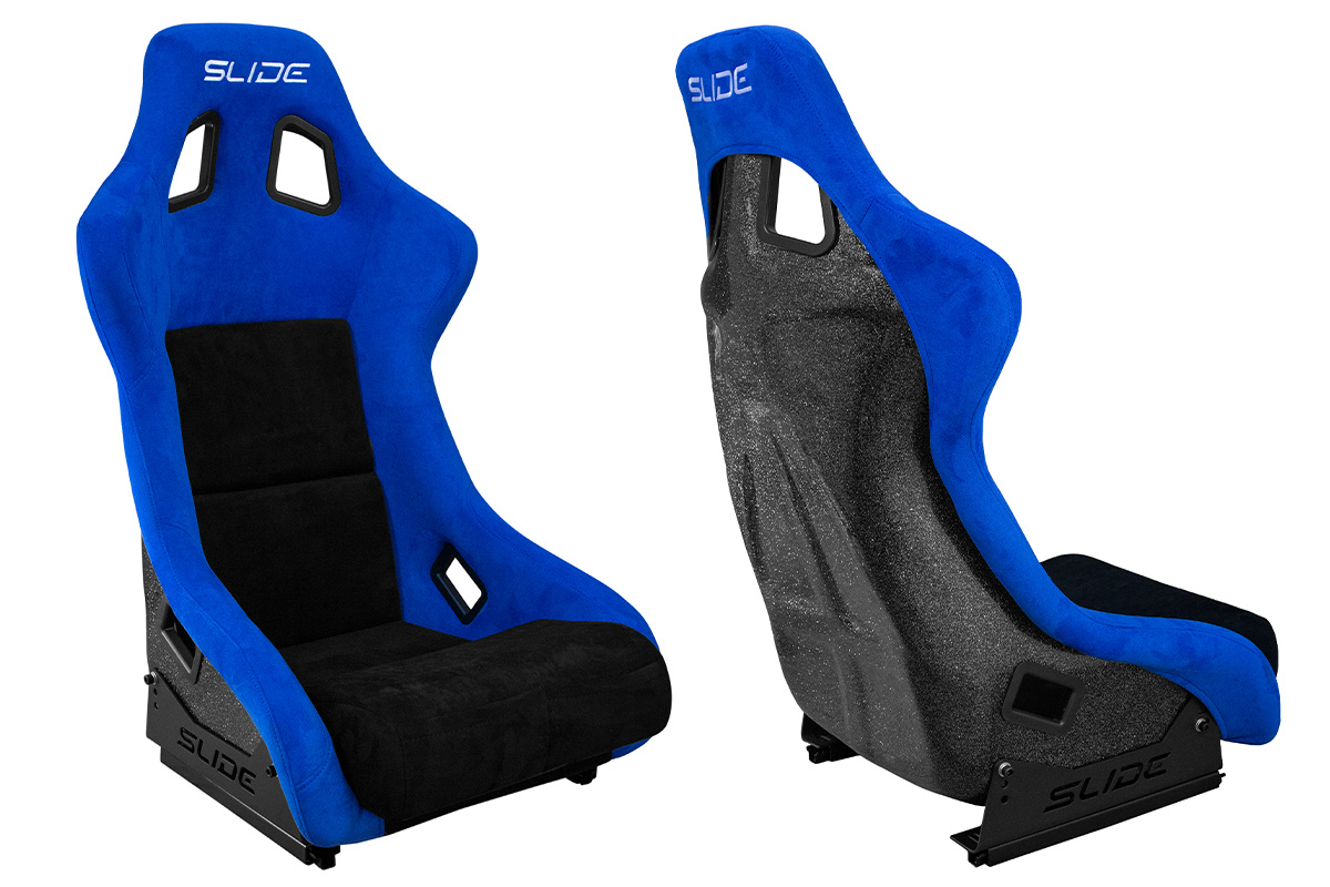 Racing seat SLIDE KS2 Premium Black & Blue Suede Black Glitter