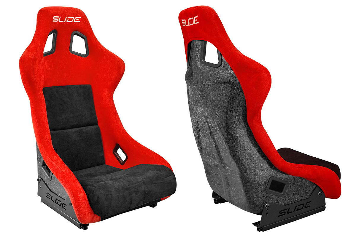 Racing seat SLIDE KS2 Premium Black & Red Suede Black Glitter