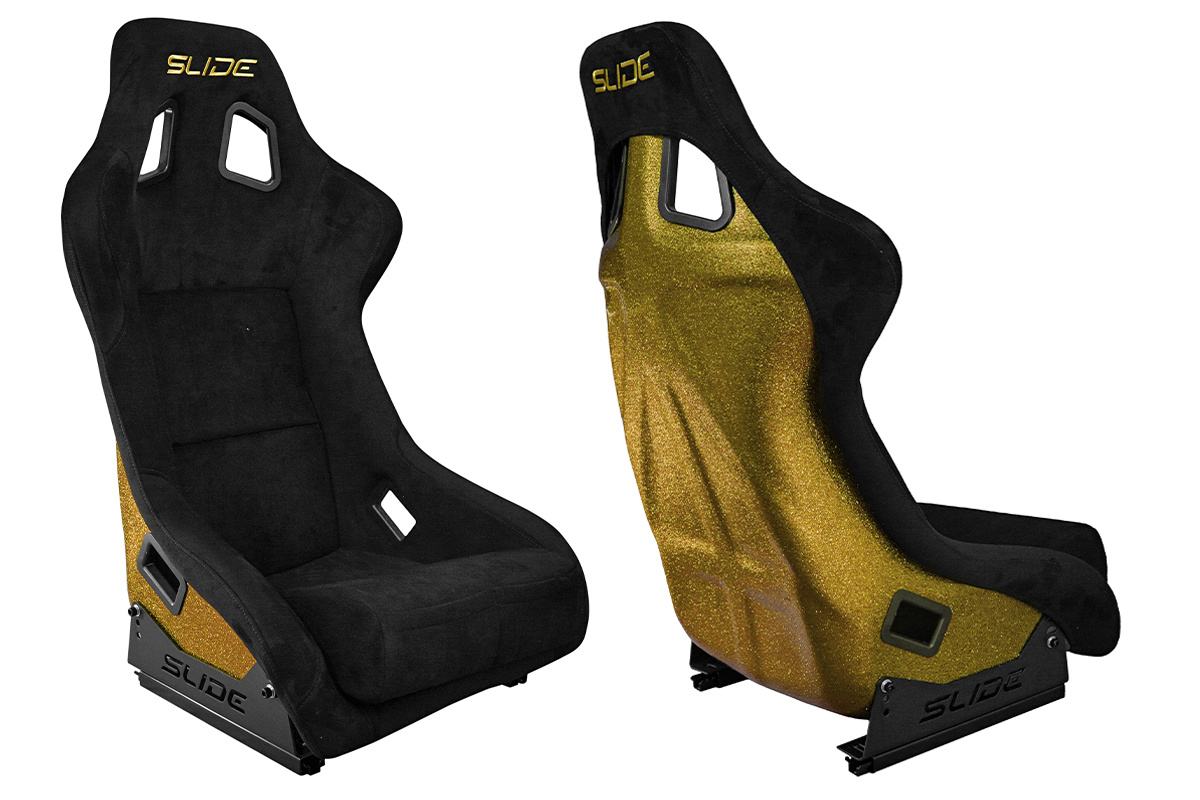 Racing seat SLIDE KS2 Premium Black Suede Gold Glitter