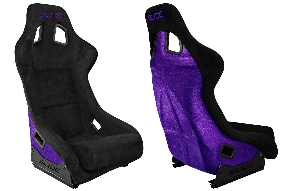 Racing seat SLIDE KS2 Premium Black Suede Purple Glitter