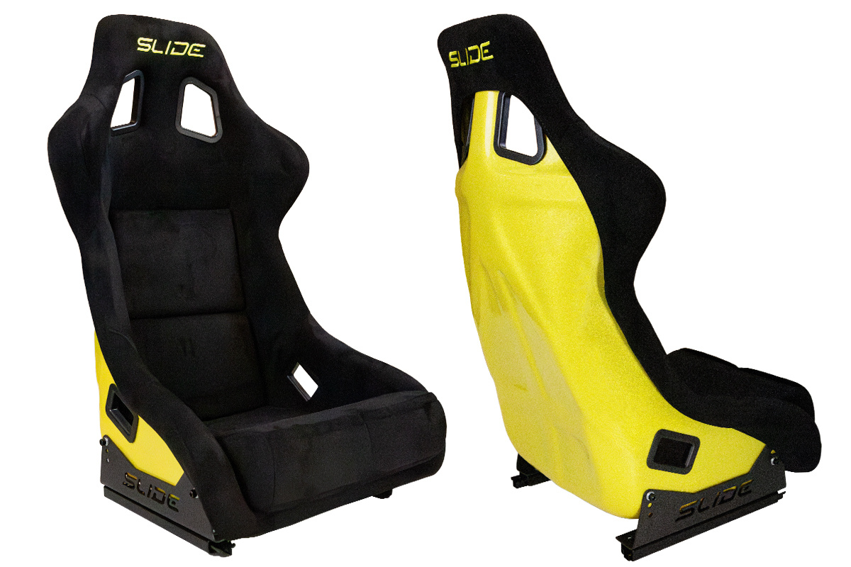 Racing seat SLIDE KS2 Premium Black Velour & Yellow Glitter