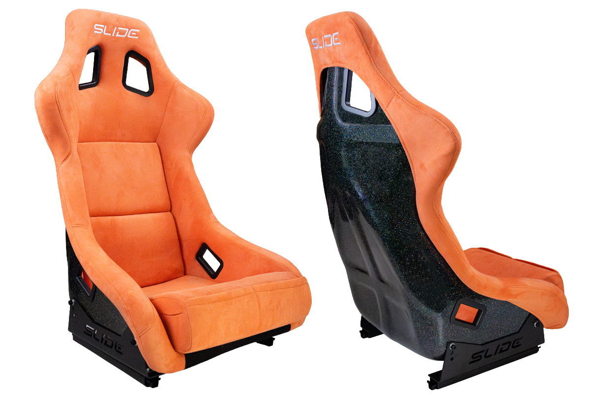 Racing seat SLIDE KS2 Premium Dark Orange Velour & Moonlight Glitter