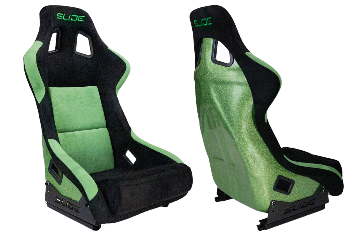 Racing seat SLIDE KS2 Premium Green & Black Velour Green Glitter