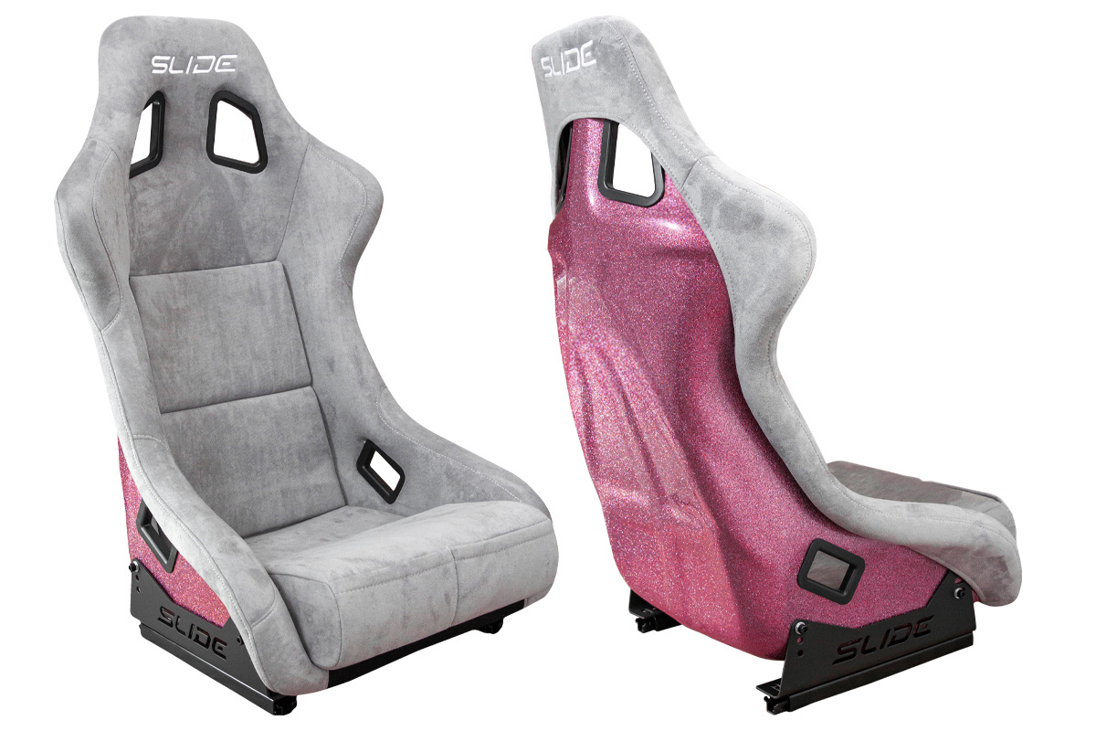 Racing seat SLIDE KS2 Premium Light Beige Suede Light Pink Glitter