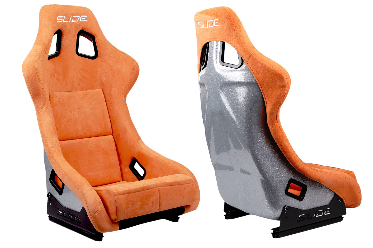 Racing seat SLIDE KS2 Premium Light Orange Velour Medium Grey Glitter