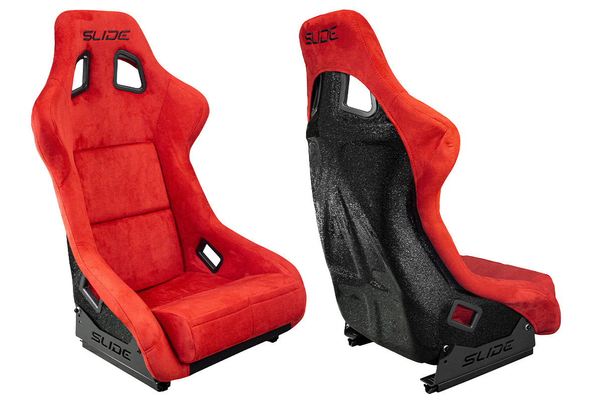 Racing seat SLIDE KS2 Premium Red Suede Black Glitter