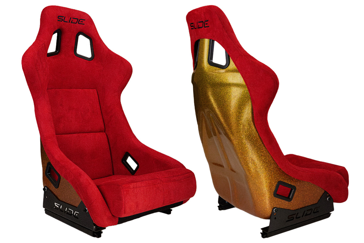 Racing seat SLIDE KS2 Premium Red Velour & Gradient Glitter