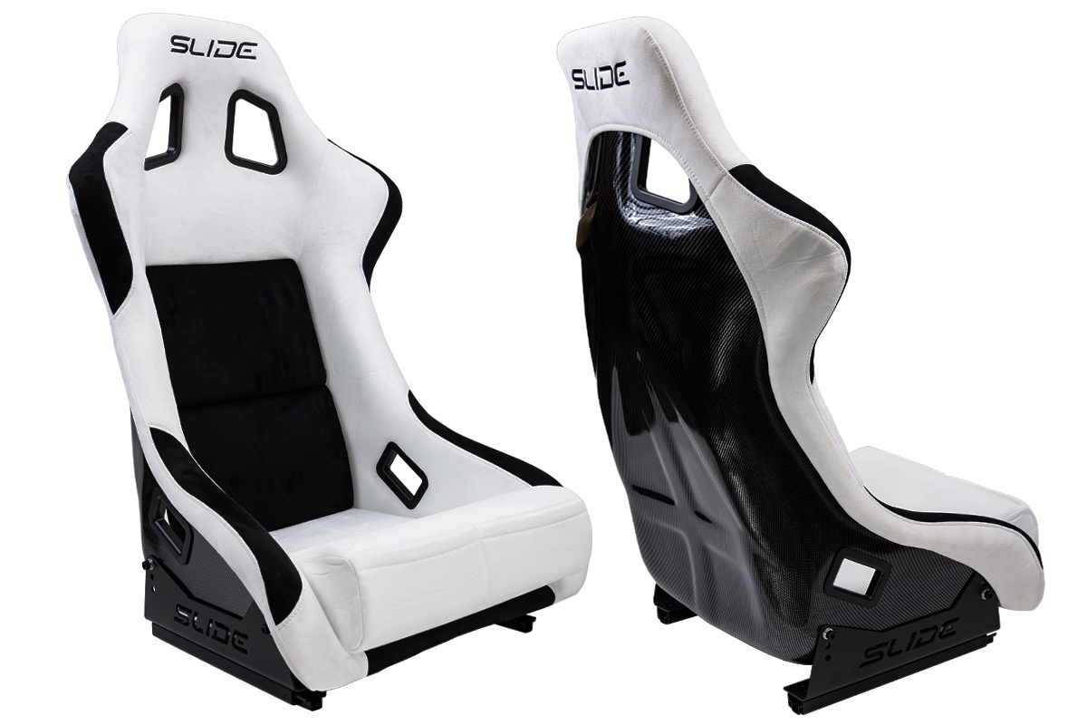Racing seat SLIDE KS2 Premium White & Black Velour Carbon
