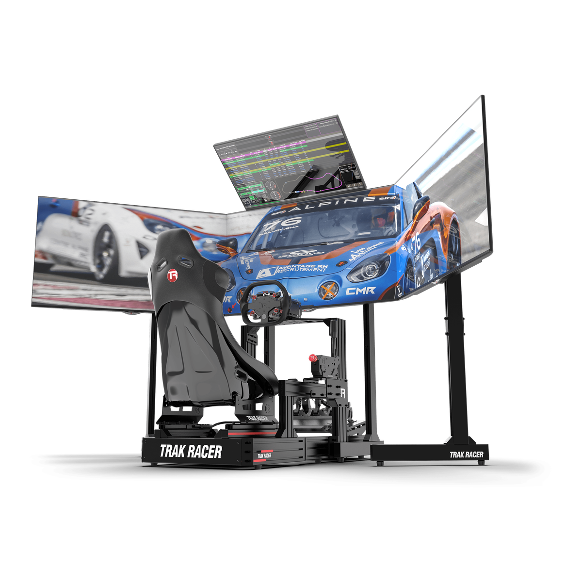 Freestanding Quad (4) Monitor Stand with Extra Leg Supports – Up to 55" Displays for Sim Racing, Flight Simulation & Truck Simulators