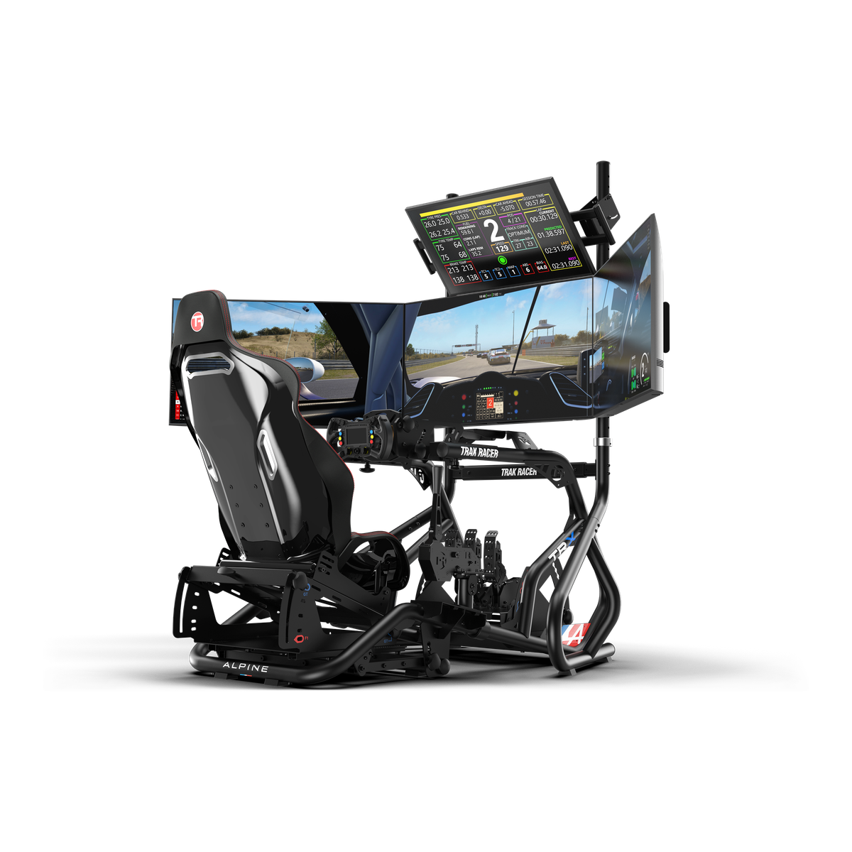 Freestanding Quad (4) Monitor Stand – Up to 80" Display for Sim Racing, Flight Simulation & Truck Simulators