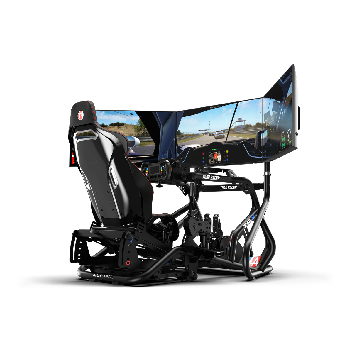 Freestanding Triple (3) Monitor Stand – 22" to 32" Displays for Sim Racing, Flight Simulation & Truck Simulators