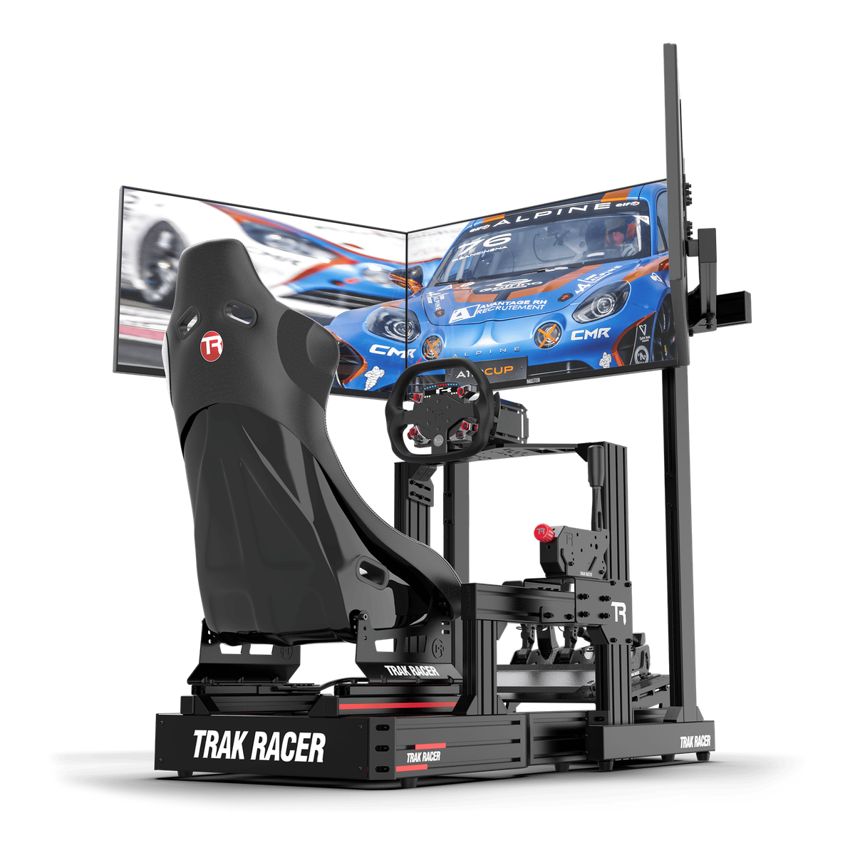 Freestanding Triple (3) Monitor Stand – Up to 45" Displays for Sim Racing, Flight Simulation & Truck Simulators