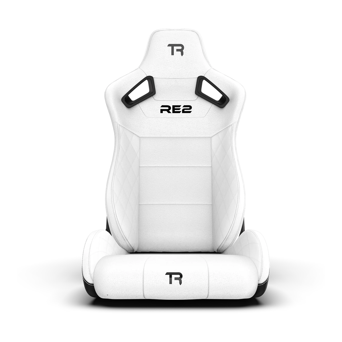 RE2 Dual-Lock Reclining Sim Racing Seat - White Diamond-Stitched Leather-Style