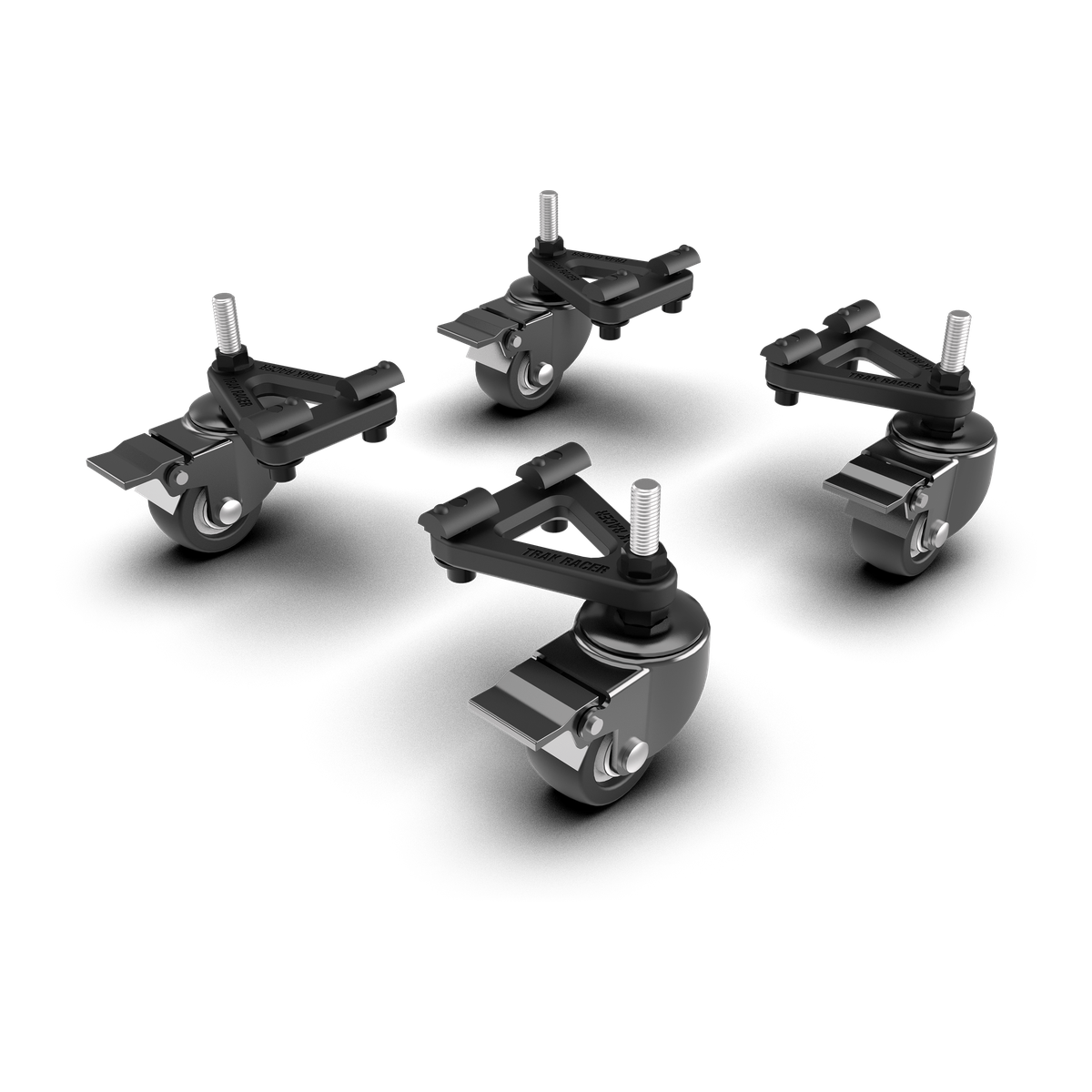 Universal Commercial-Grade Caster Wheels with Brake & Mounting Brackets (Set of 4)