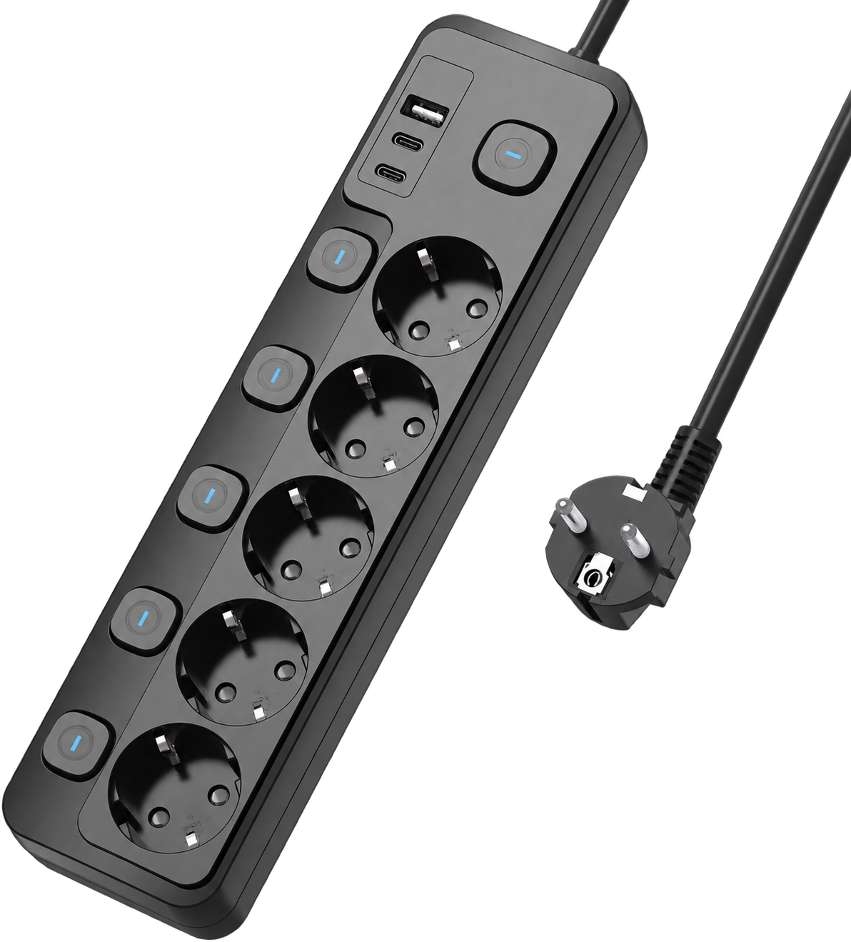 Viking YC53S, prodlužovací zásuvka s USB, 1,5 m, černá