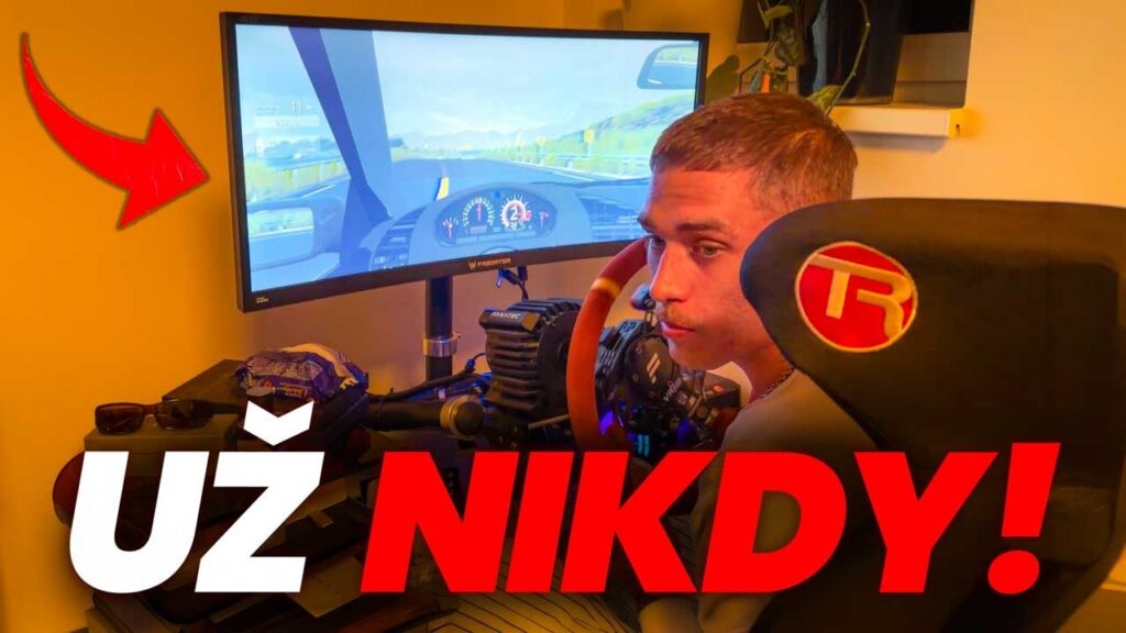 Richard Zelinka u svého drift simulátoru, náhled jeho videa na YouTube